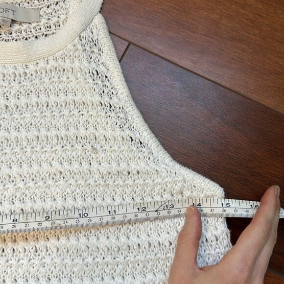 LOFT Beach Crochet Sweater Mini Dresss White Size Large Cotton Linen Blend - Picture 3 of 5